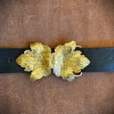 JORDI, Gürtelschließe Weinblatt, Fb:gold/schwarz, für 4cm-Riemen, Fee,Elfe,Mittelalter,Larp