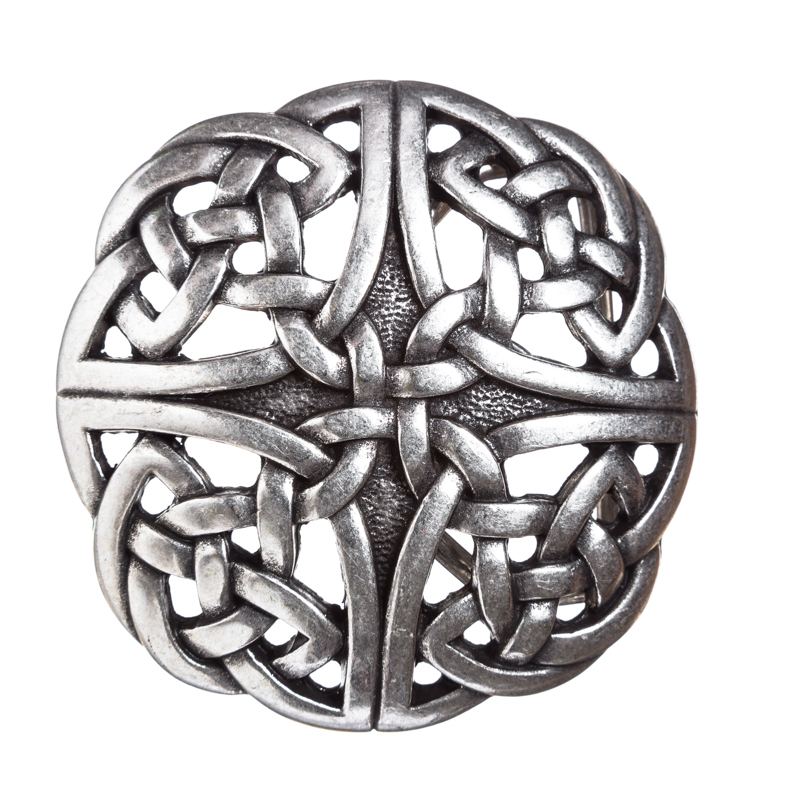 HIBERNIA, 4cm,silberfarbene keltische Knoten-Gürtelschließe, Schnalle