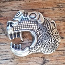 OSEBERG-DRACHE, 4cm, silberfarbene Mittelalter-Schließe, Schnalle