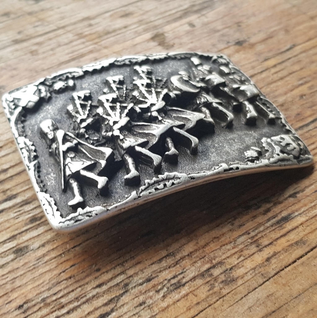 Highland - Pipes & Drums, 4cm, silberfarbene schottische Koppelschließe, Schnalle