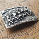 Highland - Pipes & Drums, 4cm, silberfarbene schottische Koppelschließe, Schnalle