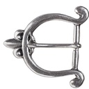 PORTOS, 3cm, silberfarbene Lilien-Schließe,Mittelalter,Fleur de Lys