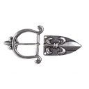 PORTOS-SET, 3cm, silberfarbene Lilien-Schließe mit Gürtelspitze,Mittelalter,Fleur de Lys