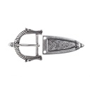 ARAMIS-SET, 3cm, silberne Pferdeschließe mit Gürtelspitze,Mittelalter