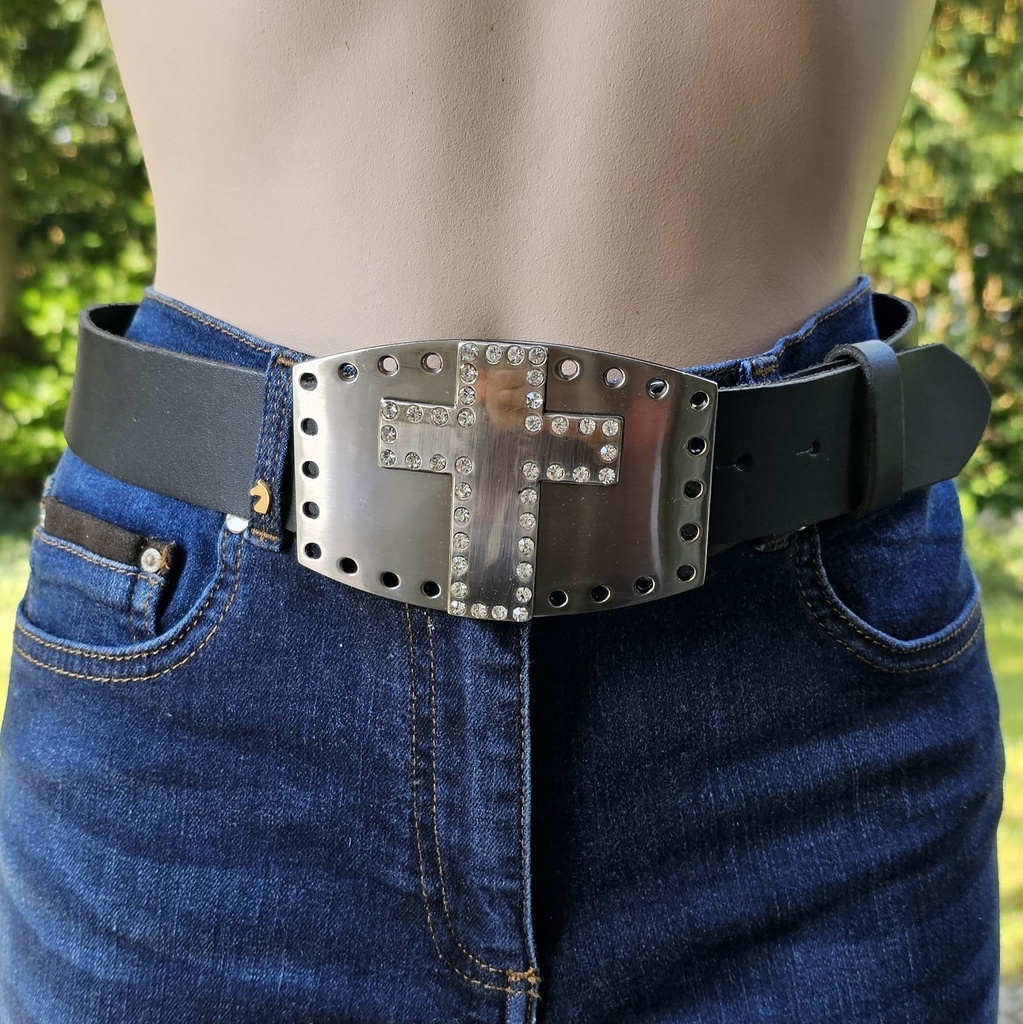 STRASS-KREUZ, altsilberne 4cm Schließe, Strass, Schnalle, Mittelalter, Larp, Cosplay