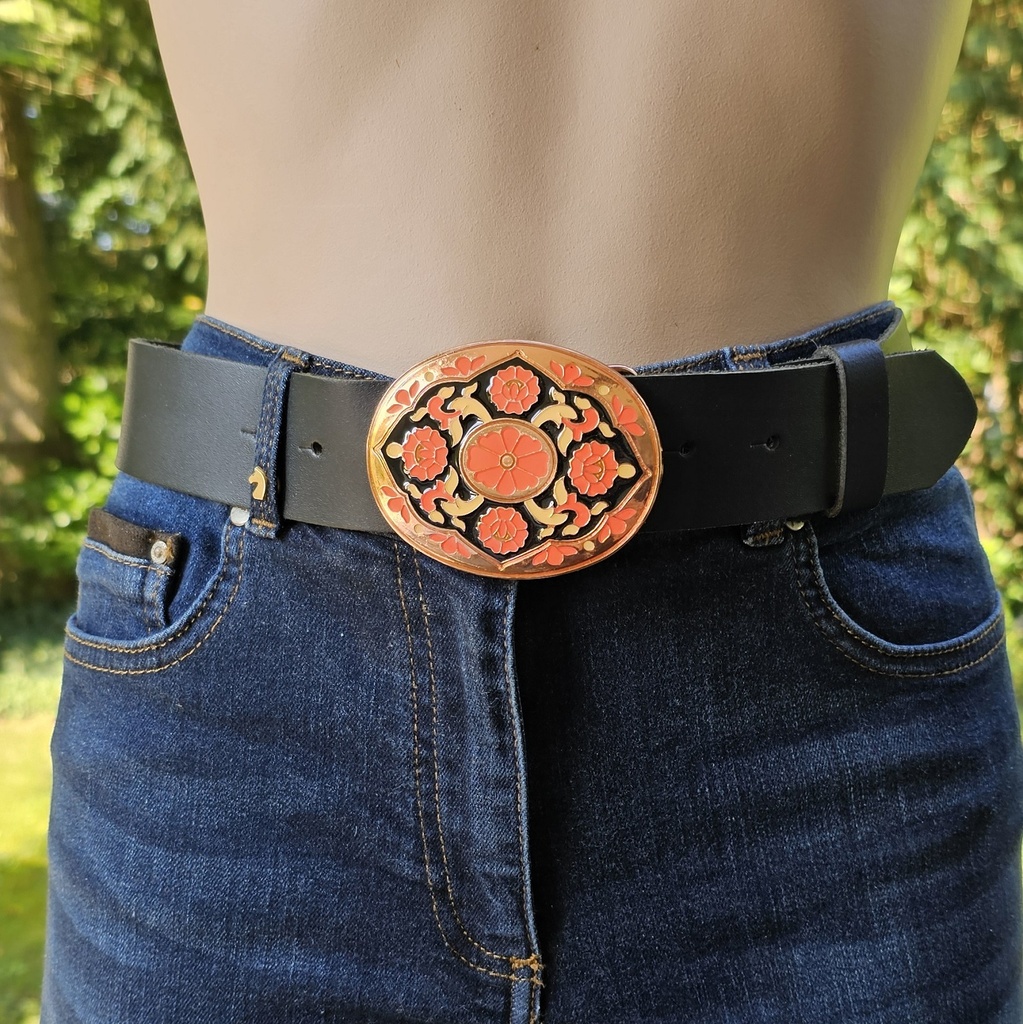 LOTUS, 4cm Schließe, Basis kupferfarben, Motiv 3-farbig emailliert,Mittelalter, Larp, Cosplay