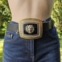 LION, silber/goldene 4cm Schließe, emailliert, Strass, Schnalle, Mittelalter, Larp, Cosplay