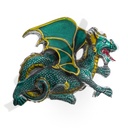Nordischer Drache, Grün-Gold, 4cm, Zinnschließe, Schnalle