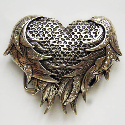 ANGEL HEART, 4cm-Gürtelschließe,  Herz mit Flügel Swarovski Kristalle, Schnalle