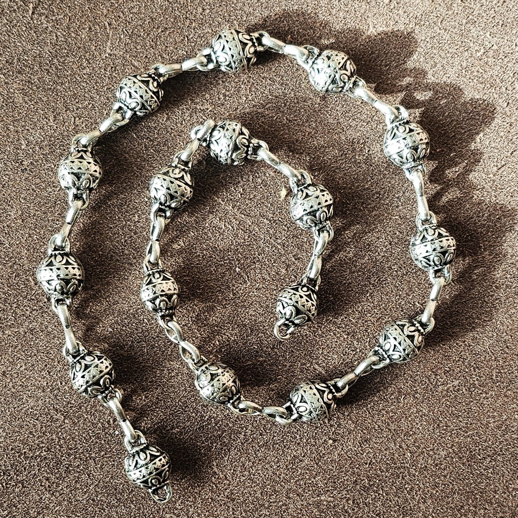 METALPEARLS,Fb:silber, 50 cm/Stück, Mittelalter, Larp, Cosplay