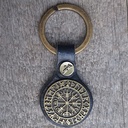 Schlüsselanhänger  VEGVISIR schwarz/messingfarben