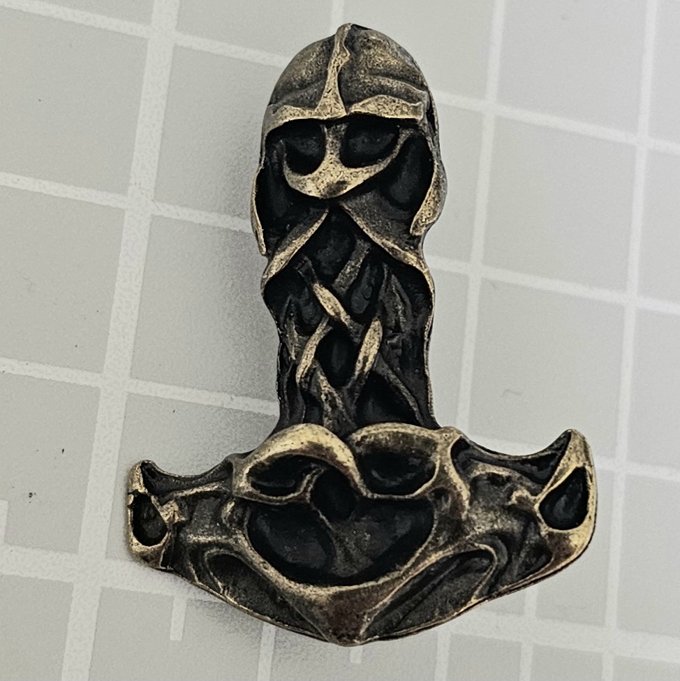 WIKINGERHELM-HAMMER,Fb:altmessing,Thor,Mjölnir,Mittelalter