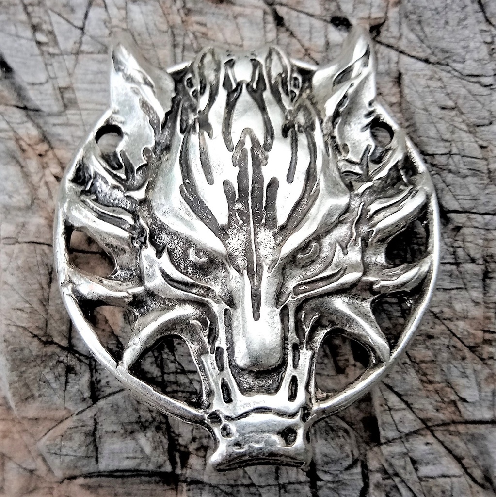 ULFUR,Wolf-Beschlag,Fb:silber,Wikinger,Kelten,Mittelalter,Larp