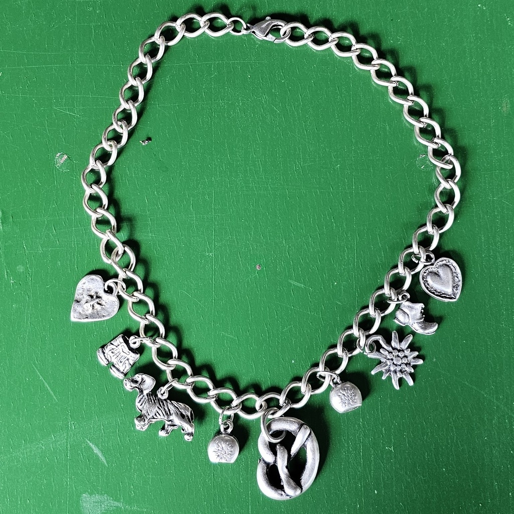 Halskette WIESN,Fb:silber,OKTOBERFEST,WASN,GÄUBODEN,Trachten-Schmuck