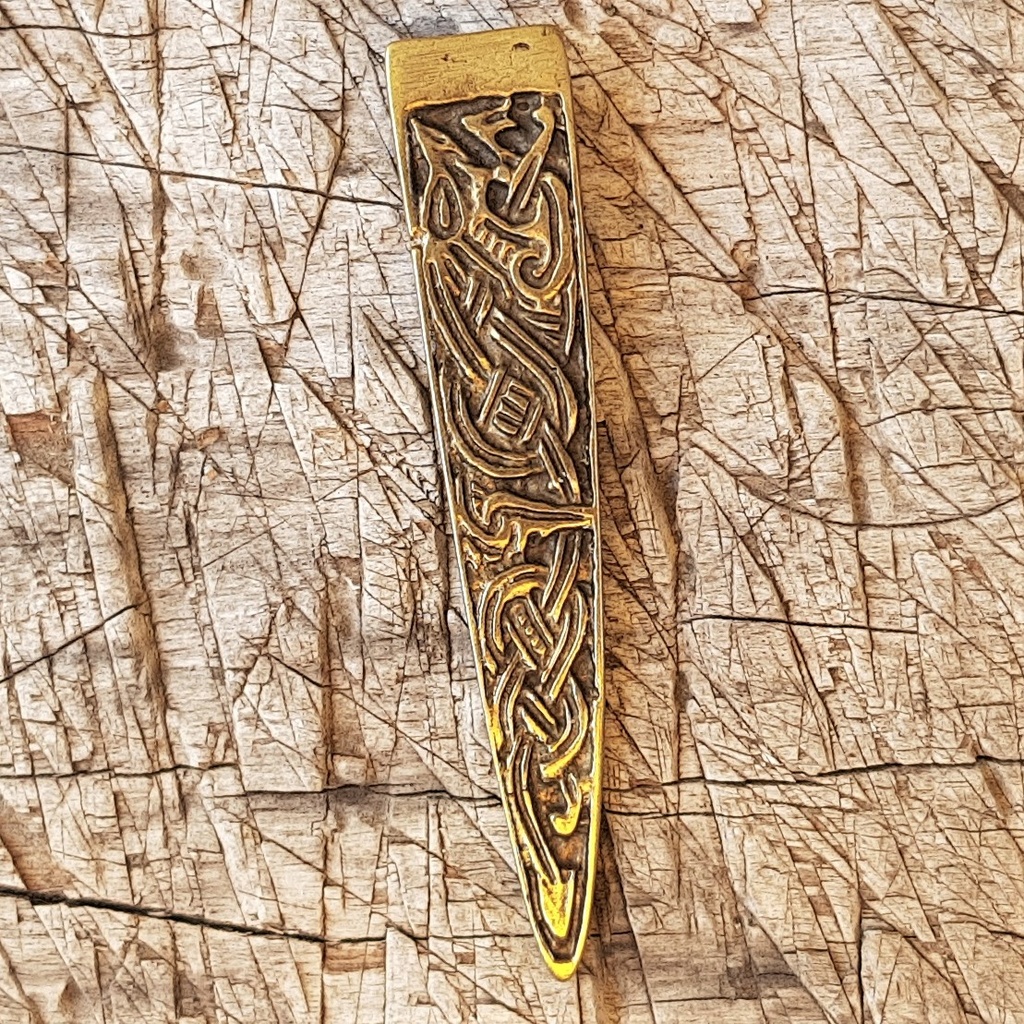 messingfarbene keltische Gürtelspitze 2cm