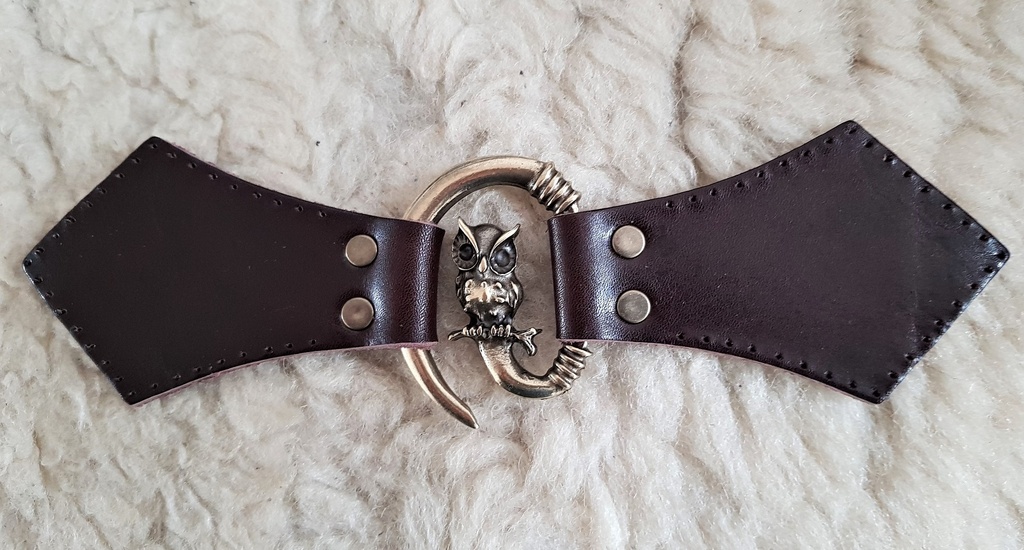 Eule-Verschluss,Fb:messing,Leder,Wikinger,Kelten,Mantel,Umhang,Mittelalter,Larp