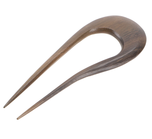 [15985] Ethno Holz Haarspange, Boho Haarnadel, Haarforke - dunkel - 12 cm