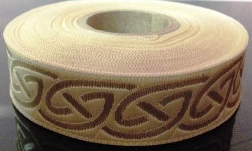 [4432] Borte Keltisch 2 in Creme-Silber, 19 mm- Webborte zur Verzierung mittelalterlicher Kostüme und Larp Gewandungen