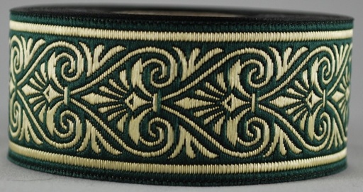 [35577] Borte Herzen2  in Grün-Gold 33 mm- 10 m - Webborte zur Verzierung mittelalterlicher Kostüme und Larp Gewandungen