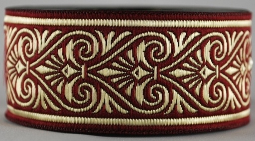 [35578] Borte Herzen2  in Bordeaux-Gold 33 mm- 10 m - Webborte zur Verzierung mittelalterlicher Kostüme und Larp Gewandungen