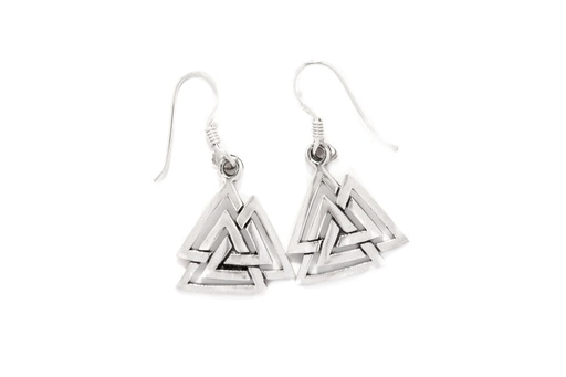 [oh158] Ohrhänger Ragarda mit Valknut aus 925 Silber – Nordischer Wotansknoten Wikinger Ohrschmuck 3 cm