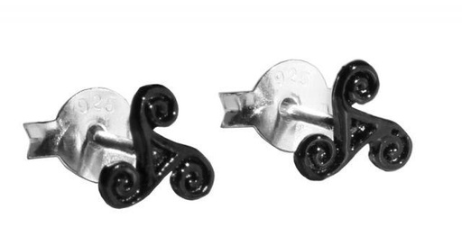 [ost124] Ohrstecker TRIXI aus 925er Silber 5 mm – Schwarze Triskele Symbolschmuck