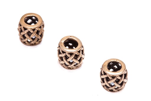 [apb58] RAGNAR Bartperle aus Bronze – Wikinger Schmuckperle mit Flechtmuster 8 mm