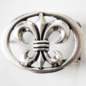 [B2109-1] Gürtelschließe Lilith silberfarben – 4 cm Schnalle mit Fleur-de-Lys für Mittelalter & Pfadfinder