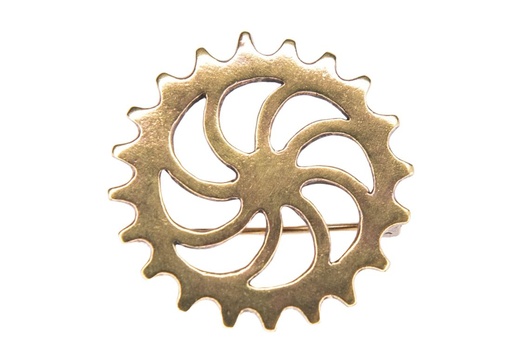 [fb44] Gewandfibel „Roman Sun“ aus Bronze – Rundbrosche Ø 3,7 cm im antik-römischen Stil 