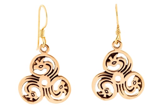 [ohb57-2] Ohrhänger TIRA aus Bronze 3,6 cm – Keltische Triskele mit Drachenmotiv Mittelalterschmuck