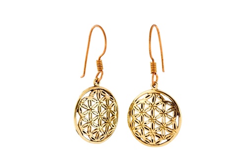 [ohb129] BLUME DES LEBENS Ohrringe aus Bronze – Spiritueller Ohrschmuck im keltischen Stil 3,2 cm