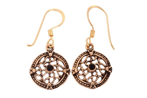 [ohb568] CANA Ohrringe aus Bronze – Wikinger Ohrhänger mit Spiralsymbol 3,3 cm