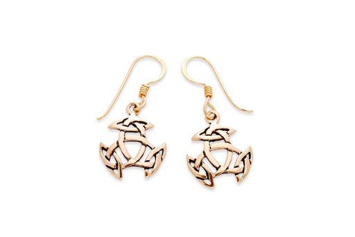 [ohb547] Ohrhänger Arwain Offene Dreifalt aus Bronze – Keltischer Ohrschmuck mit Knotenmuster 3,1 cm