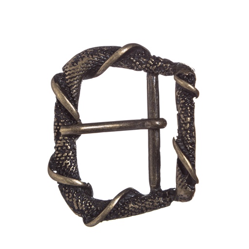 [B669-21] Gürtelschließe „Dragonskin“ in Altmessing – Mittelalter-Schließe für 2,5 cm Riemen