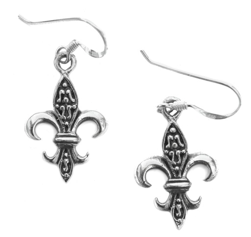 [oh108] FLEUR DE LIS Ohrringe aus Silber – Mittelalterlicher Ohrschmuck mit Lilienmotiv 3,4 cm