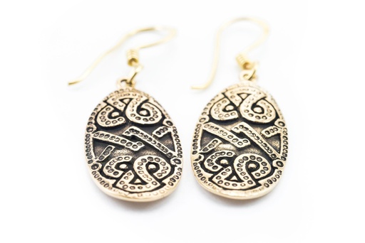 [ohb505] Ohrhänger Dagaz Rune aus Bronze – Wikinger Ohrschmuck im Urnes-Stil 2,5 cm