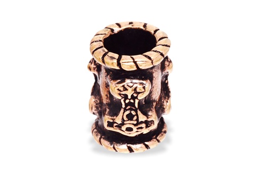 [apb26] Haar- & Bartperle MJÖLNIR aus Bronze – 13 mm Thorshammer Perle für Zöpfe & Dreads im Wikingerstil
