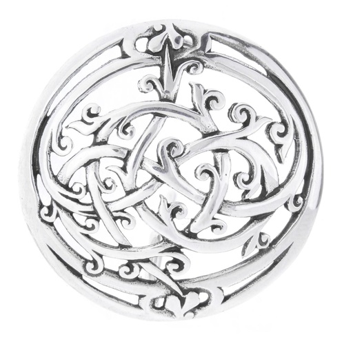 [br26] Wikinger Fibel Brosche "Urnes" aus Silber 925 – Rundfibel im Urnes-Stil 3,6 cm
