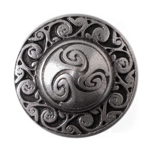 [35477] Keltischer Knopf Triskele silberfarben – 25 mm Zierknopf für Mittelalter Mantel & Umhang