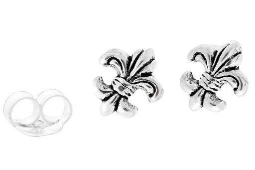 [ost86] Mittelalter Ohrstecker „Fleur de Lys – Schwertlilie“ aus 925er Silber – Lilienstecker 7 mm