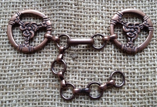 [V-5162-4] Triskele kupferfarben – Keltischer Mantelverschluss mit Rundemblem & Kette für LARP, Umhang & Mittelaltergewand