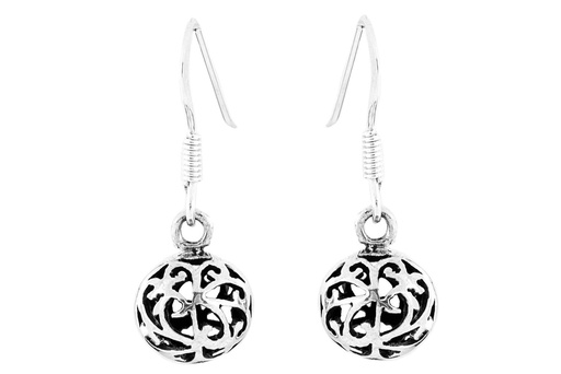 [oh143] AINE Ohrringe aus Silber – Elfenhafte Zauberkugel Ohrhänger mit Spirale 2,6 cm