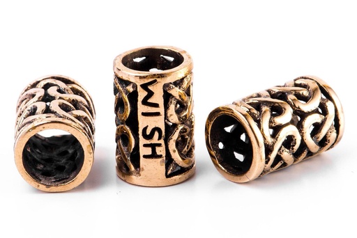 [apb17] Keltische Wunschperle NIDI aus Bronze – 12 mm Haar- & Bartschmuck mit Gravur „Wish“