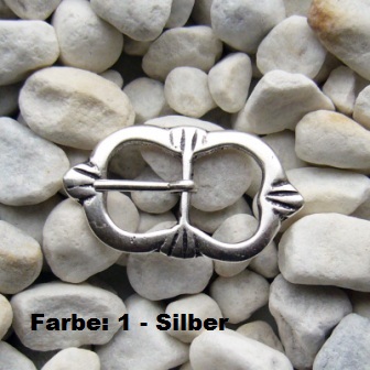 [B664-1] Silberfarbene Mittelalter-Schließe – Zierliche Schnalle mit geschwungener Form für 10 mm Riemen