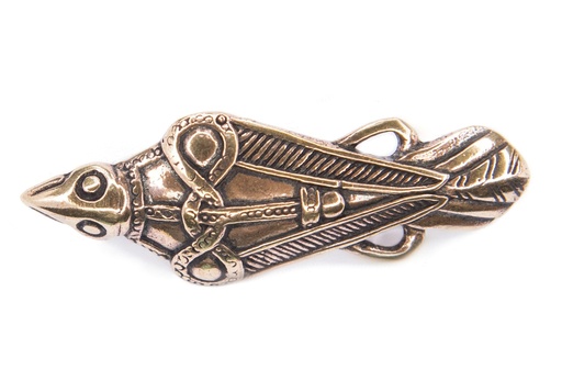 [fb25] Wikinger-Fibel „Ravon – Rabe“ aus Bronze – Brosche 5 cm im Stil nordischer Tierornamentik