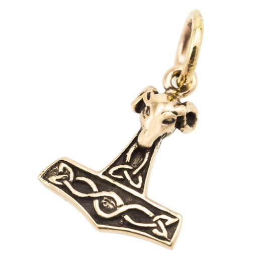 [atb34] Mini Thorshammer Anhänger MJÖLNAR aus Bronze – Kleines Mjölnir Amulett 2 cm