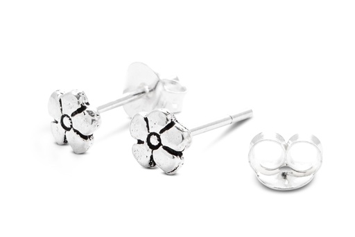 [ost78-3] Ohrstecker Lilly aus Silber – Kleine Blumen Ohrringe 925er florales Design 5 mm