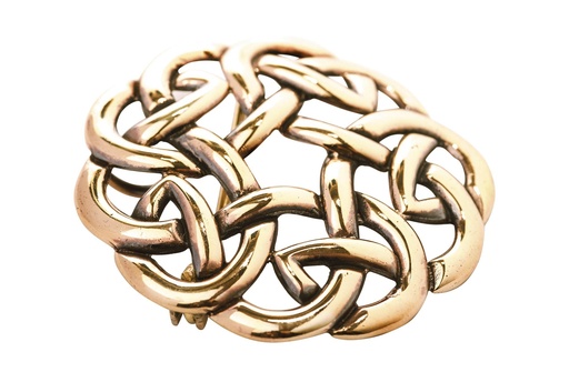 [fb70] Keltische Fibel Brosche "Arkian" aus Bronze – Rundfibel mit Knotenmuster 5,2 cm