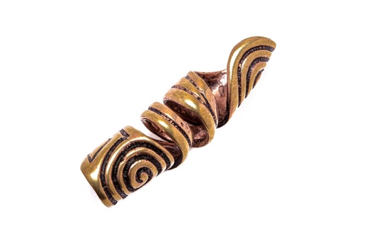 [apb59] Lange Kelten Haar- & Bartperle SWIRL aus Bronze – 34 mm Spirale des Lebens für Dreads & Zöpfe
