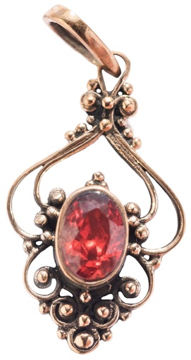 [asb30] Bronze Anhänger SALIA mit rotem Kristall – Mittelalter Schmuck Amulett 3,1 cm 